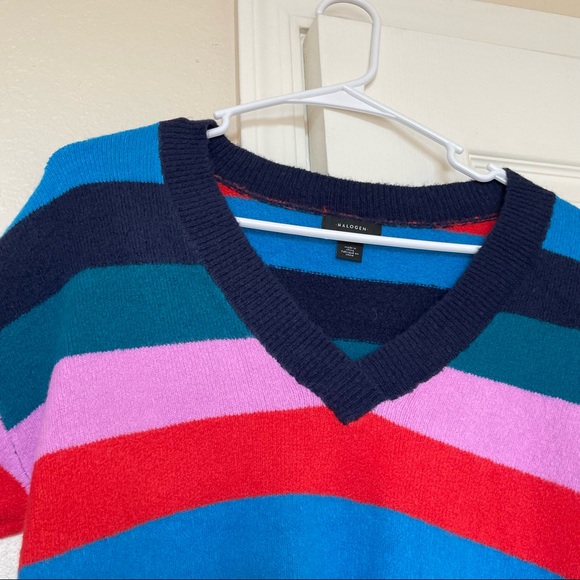 (NWT) Halogen Striped V neck Sweater - Picture 4 of 6